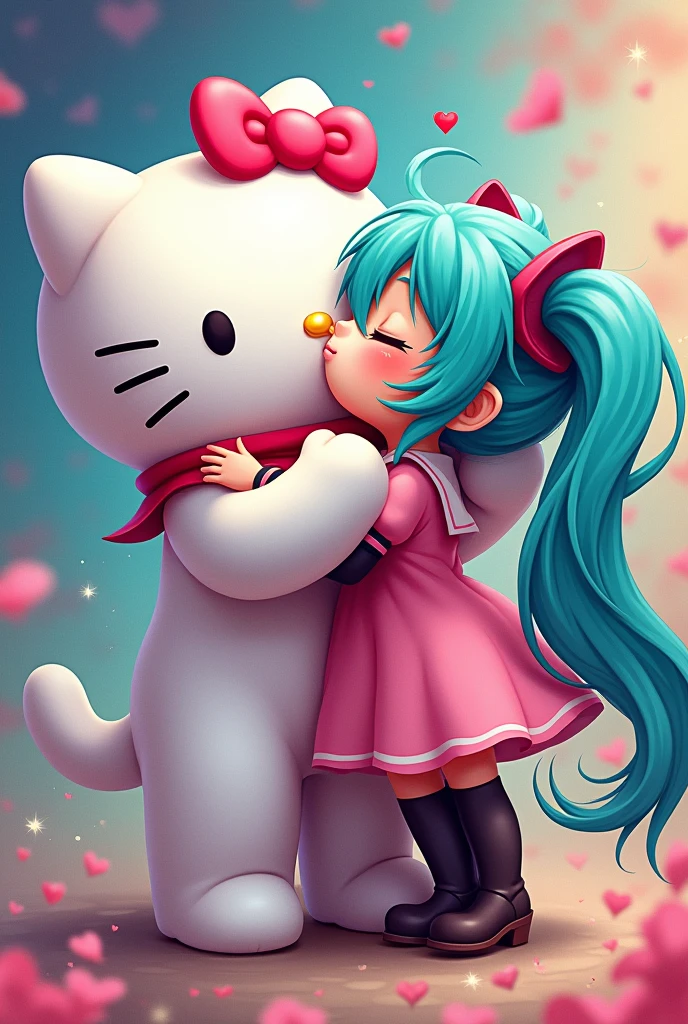 Kanye West Dressed as Helly Kitty Kissing Hatsune Miku Cartoon