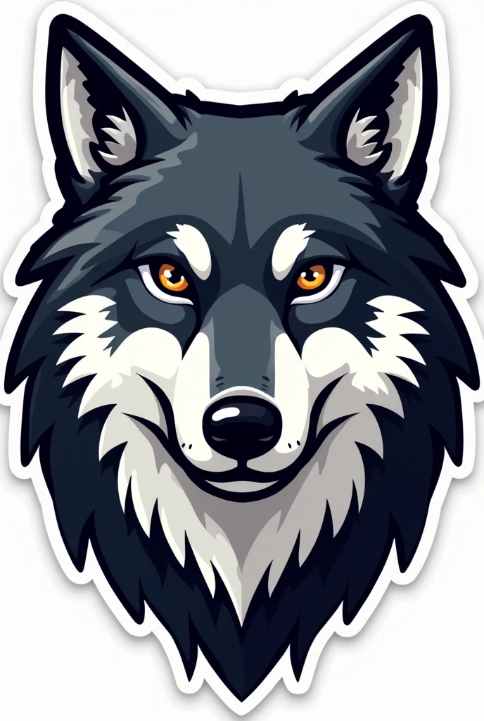 clip art sticker of front faced wolf head