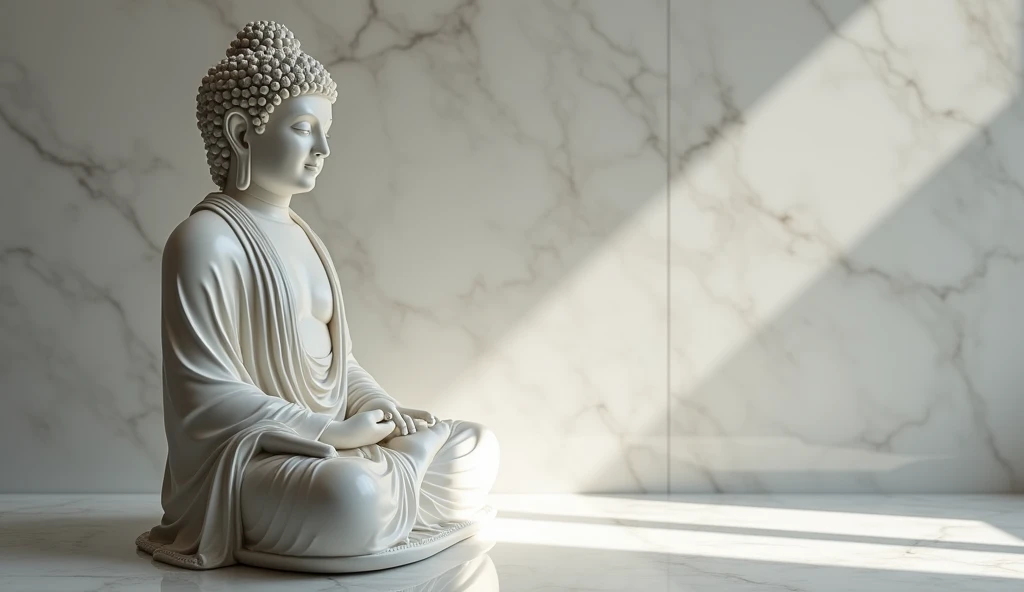 buddha meditating carrara marble michelangelo style bright