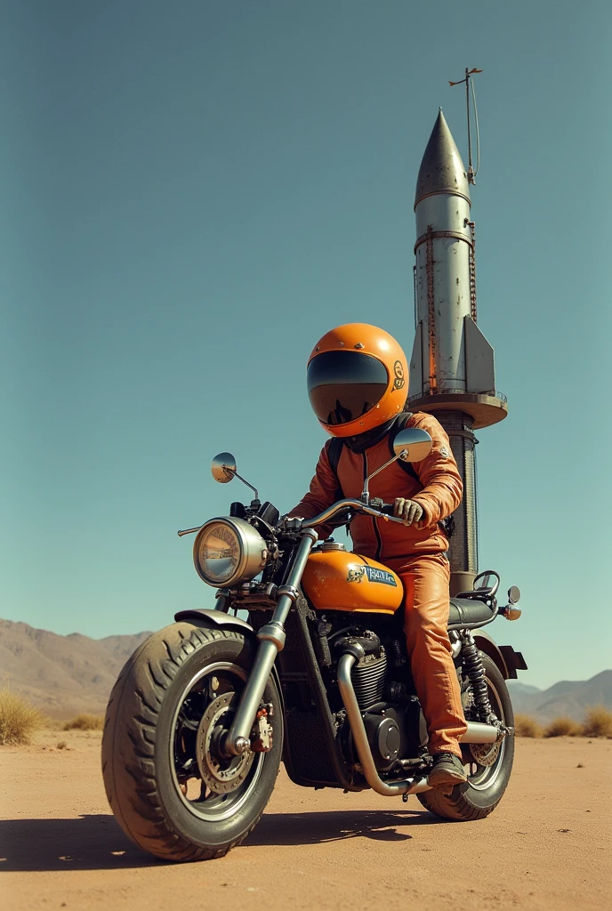 SPACE ROCKET MOUNTED ON A MOTORCYCLE