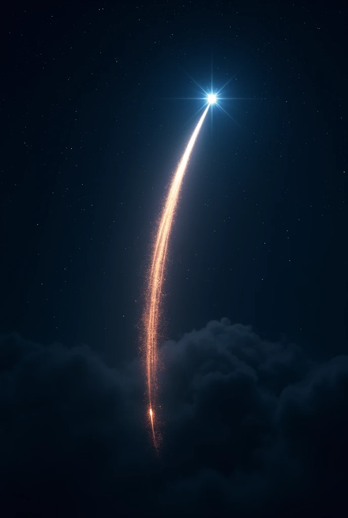 Cork-shaped shooting star falling from the sky