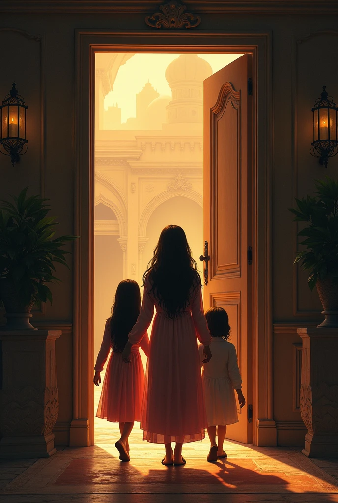 The scene of brothers and sisters: Zahra, Nimra, and Ali are heading towards the mansion, Nimra opens the door and Zahra and Ali are panicking.