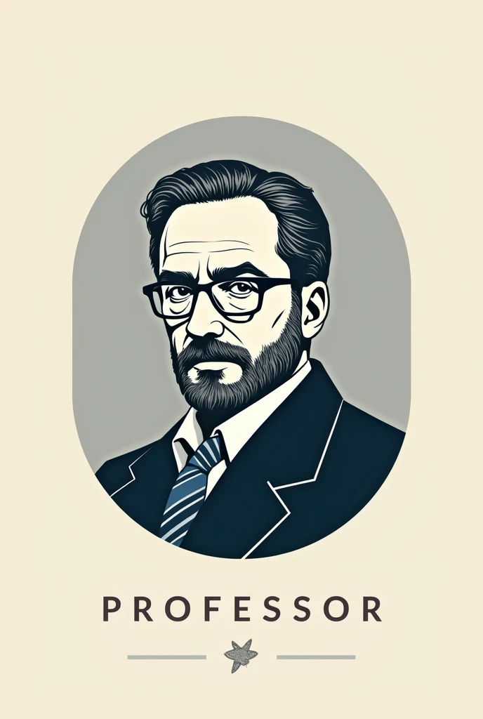 Create me a photo of logo of professional professor with glasses