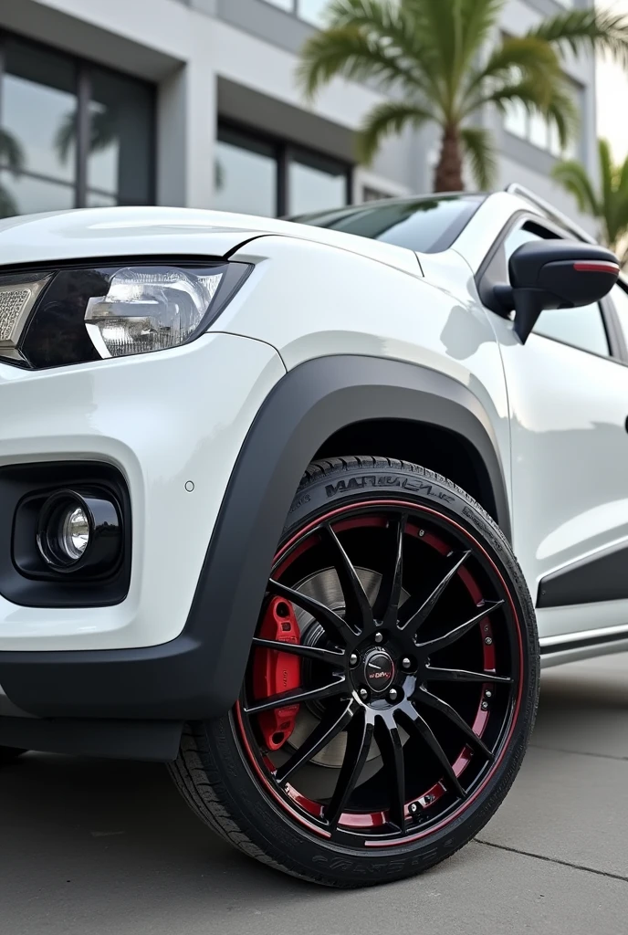 Ranult Kwid; Tuning sport; High Suspension; Sport tire with 20-inch rim; car color: white and with details black; 