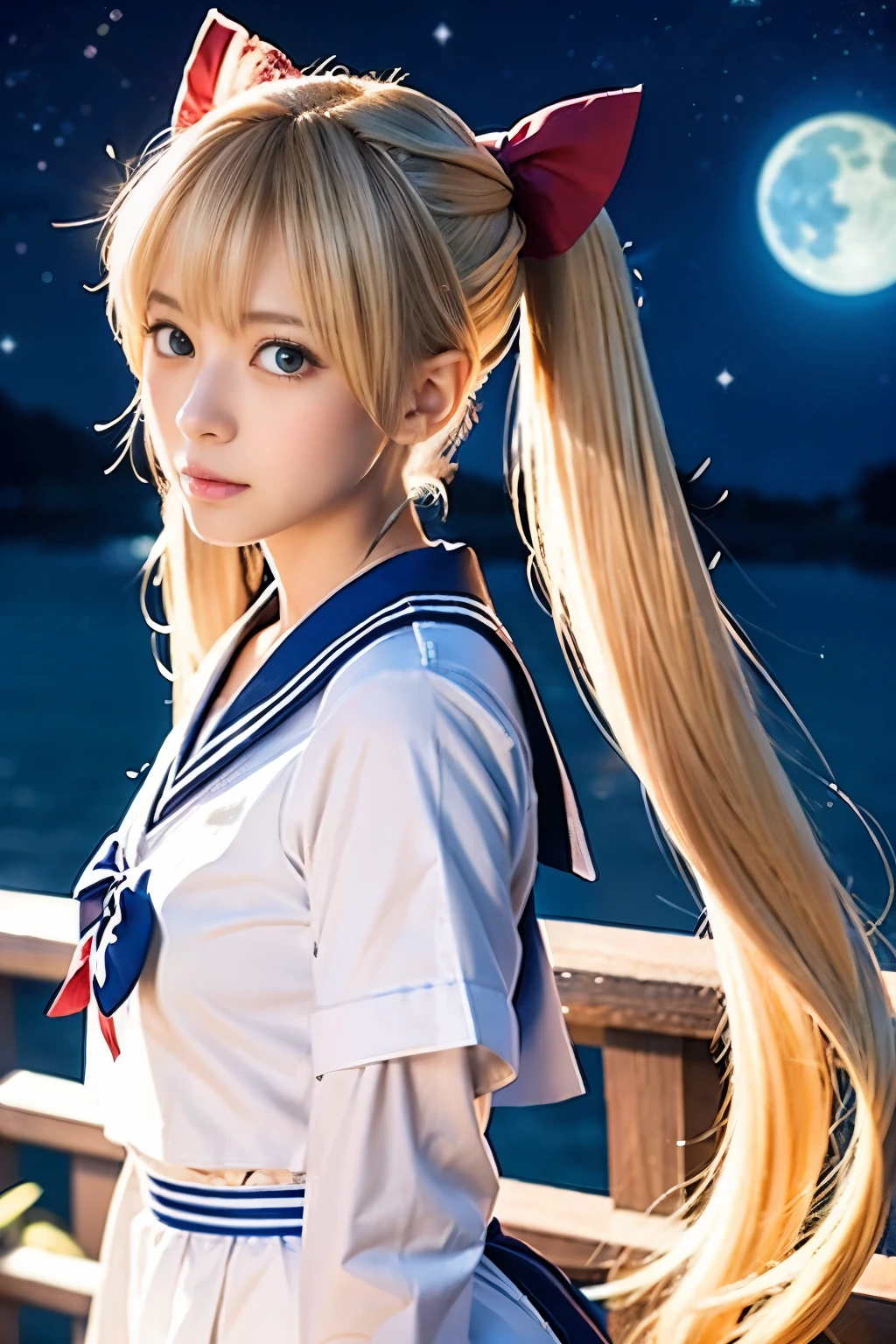 Japanese anime Tsukino Usagi from Pretty Guardian Sailor Moon Blonde twintails Sailor suit character Sailor Moon Anime Anime Anime Japanese anime Sailor Moon Tsukino Usagi Perfect reproduction I'll punish you in the place of the moon Sailor suit Twintails Red ribbon on the chest Sailor Moon from Tsukino Usagi Cute anime character Popular Flat view Photorealistic Cute anime