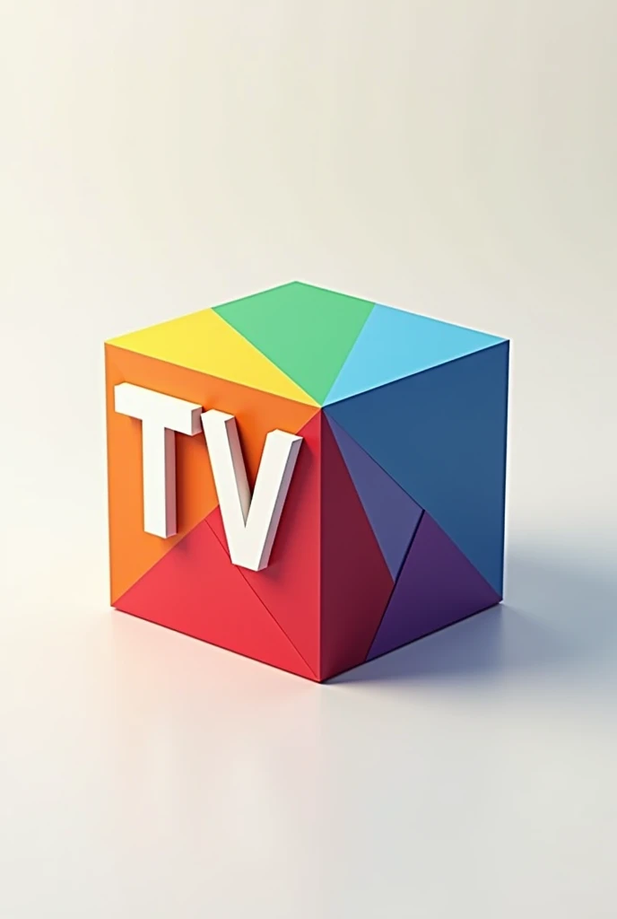 create a 3d logo. A colorful cube with letters in front: TV.