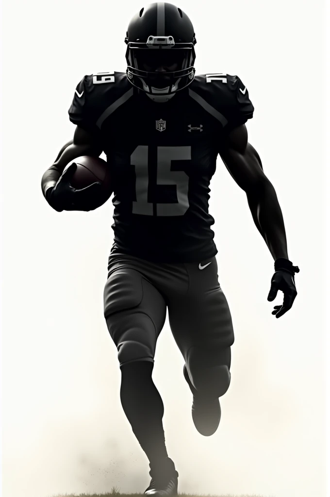 Silhouette of an American football player who can be seen half-length with the number 15