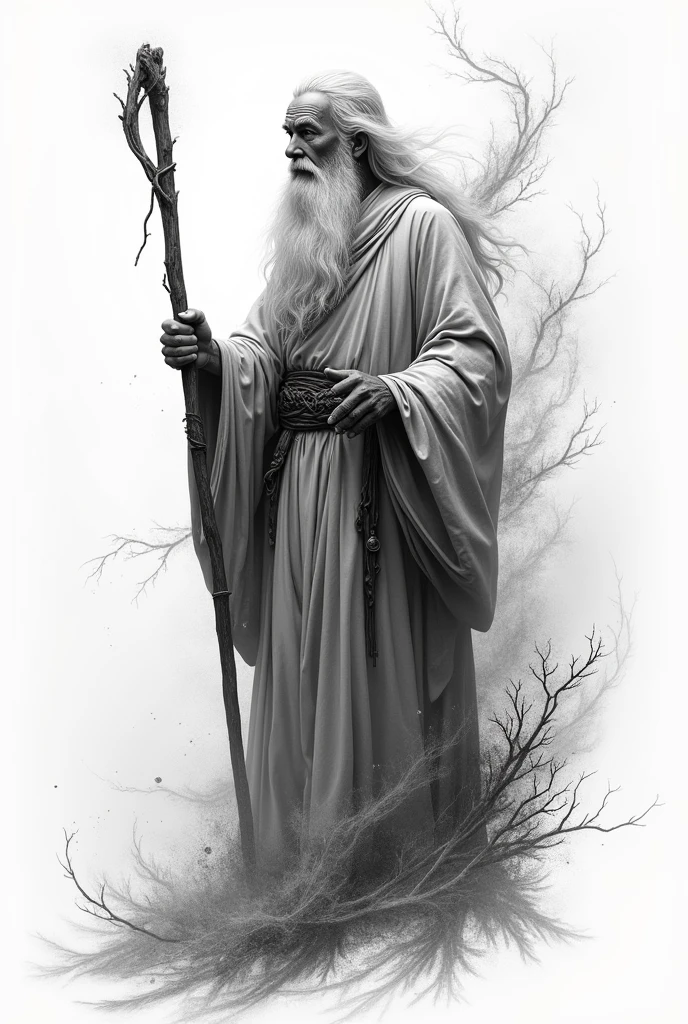 Gandalf full body abstract and delicate image for tattoo