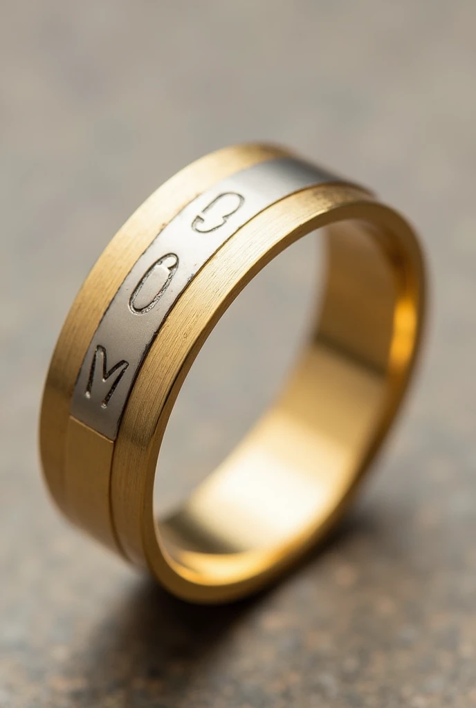I want to modify my current wedding ring, which is currently a classic and gold model. I want it to have 2 small applications that symbolize my 2 children. That the applications are made of another material. Let the final ring have a masculine style, Modern and elegant