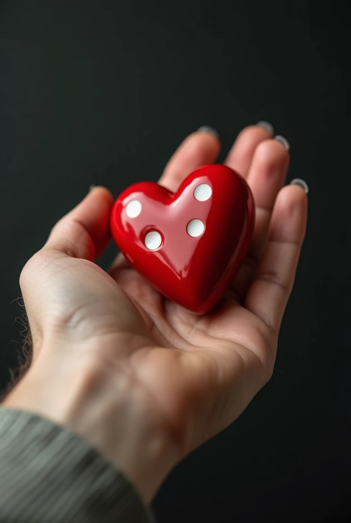 A hand about to throw a dice shaped like a human heart