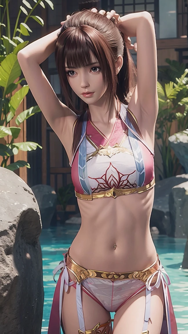a beautiful woman in underwear, detalied body abs