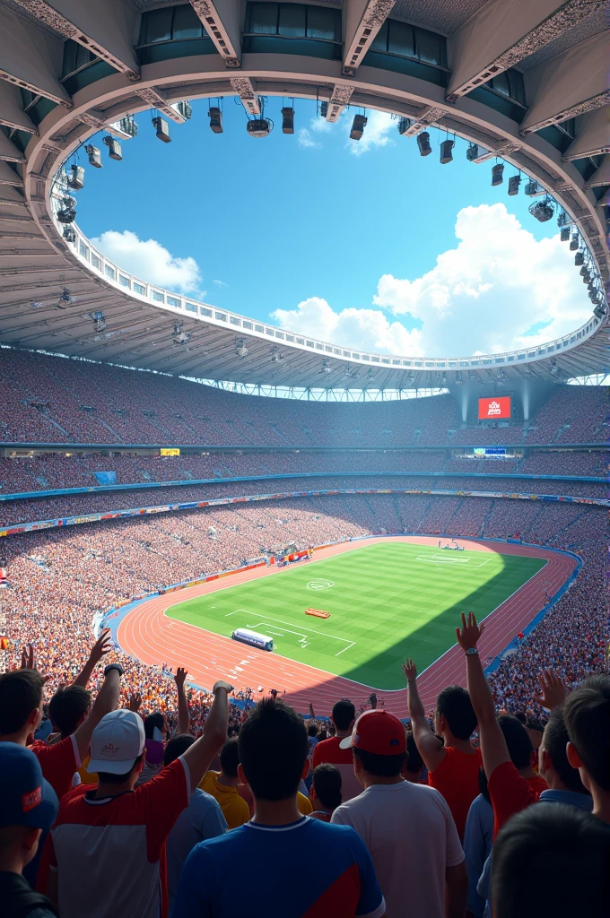 An image of the Olympic stadium packed with eager spectators
