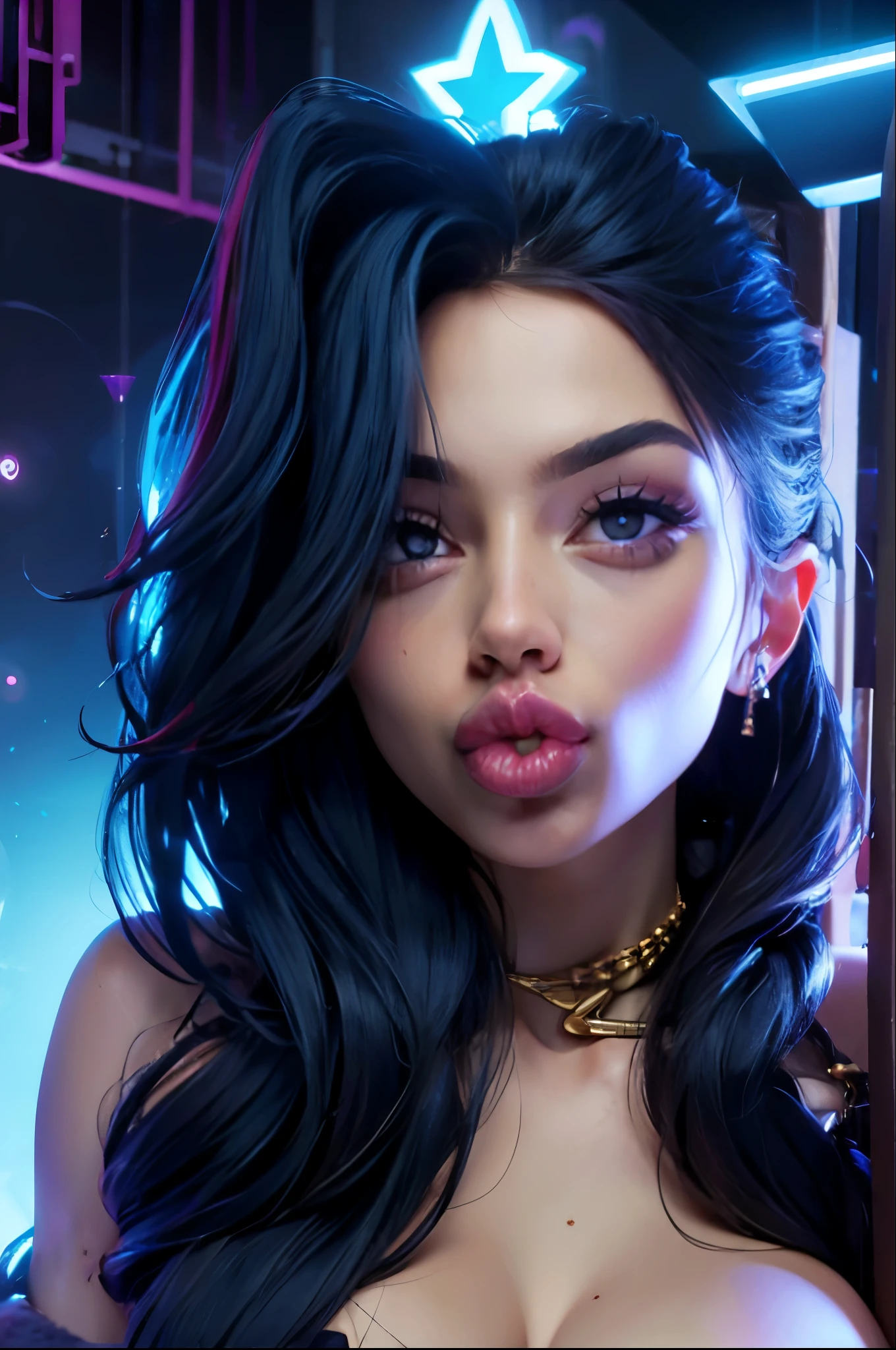 (1 girl), big lips, anime, beautiful lips,, ((Best quality)), Soft fill, a high resolution, hourglass body, , sexy POV video, big lips, big lips,x ornament, ornament, Duck Face, focus on lips, shiny lips, Jinx League of legends