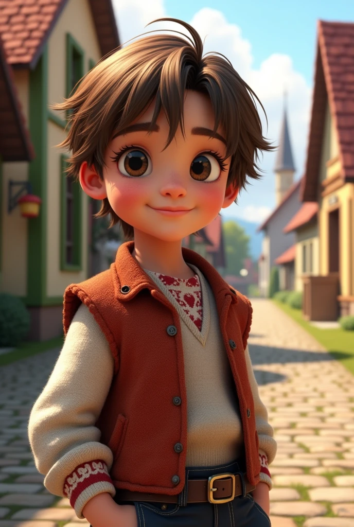 Young boy 8 years who has brown straight hair and
He is from poland