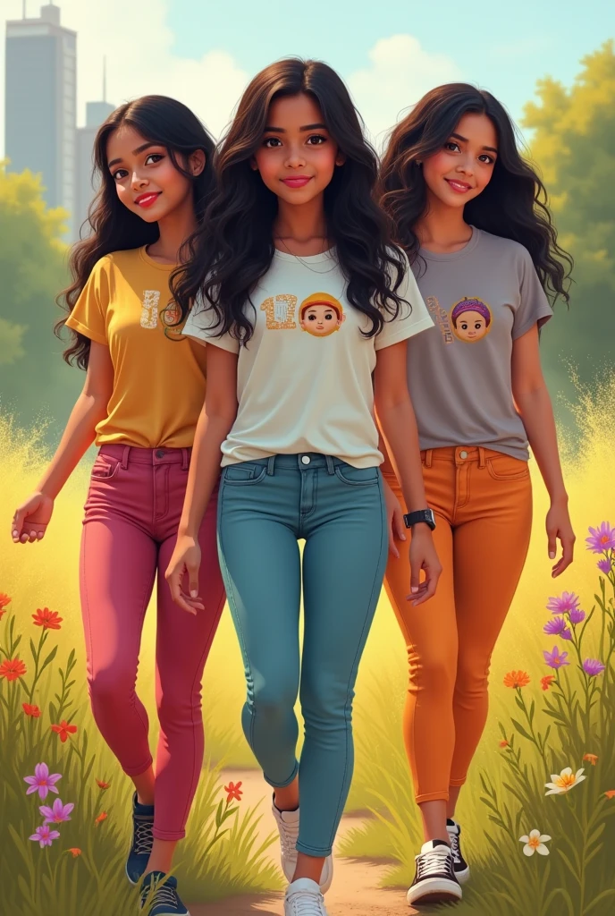 Create Indian girls images in leggings and t shirt