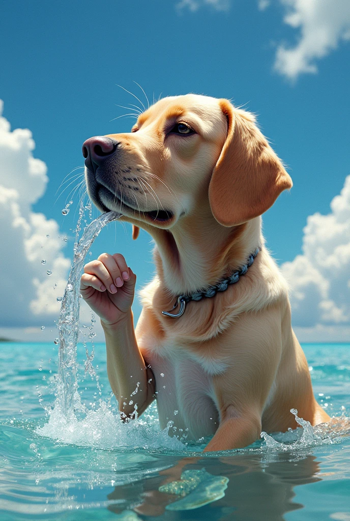 water, humida, sneezing, liquid, bright sunny, giorno, blue sky, clouds, naturey, natural scenery, (character focus:1.1), sharp focus, realisitic, highy detailed, ultra detaild, best qualityer, highest quallity, realisitic lighting, hyperdetailed, Hyper-Realism, Greg Rutkowski