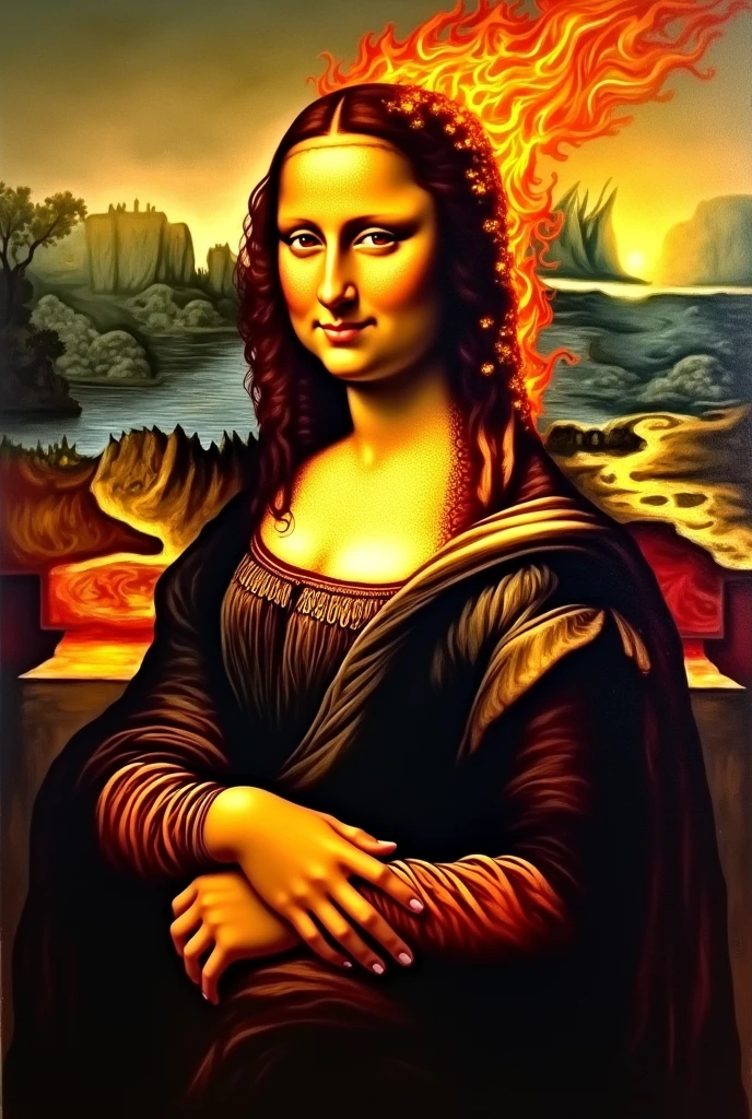 Mona lisa as a fire element painting