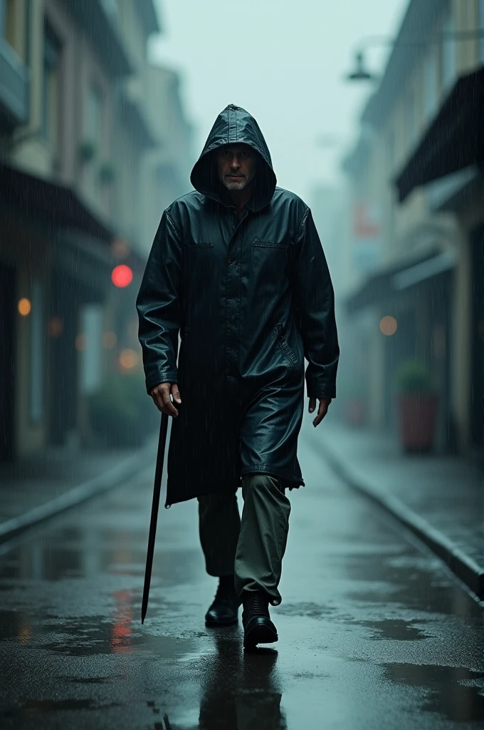 Man walking in raining