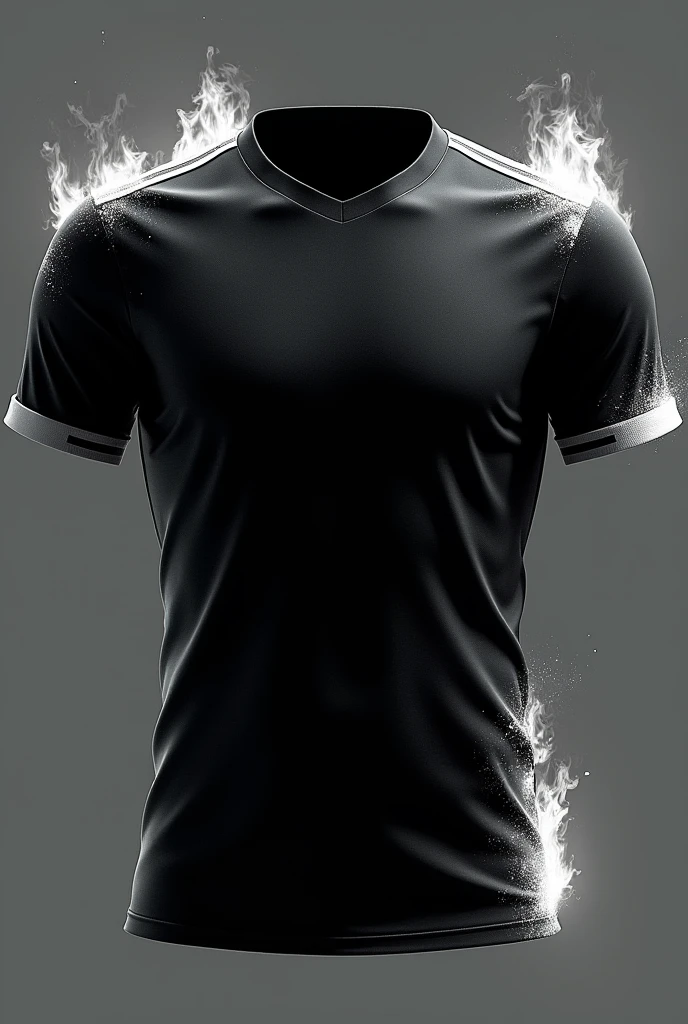 Just the football shirt with no one wearing it in black with white fire details underneath 