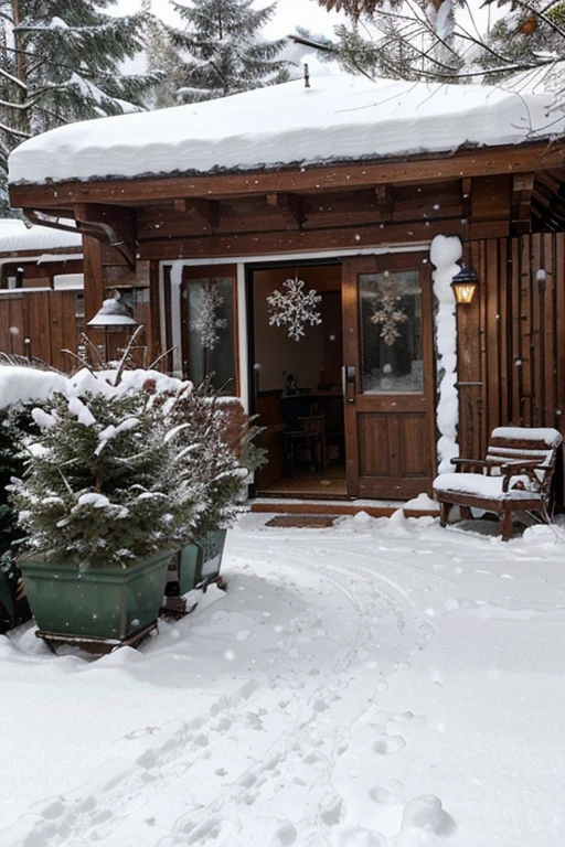 Generate an image ,the image should be of winter coffee,with a large image of snow