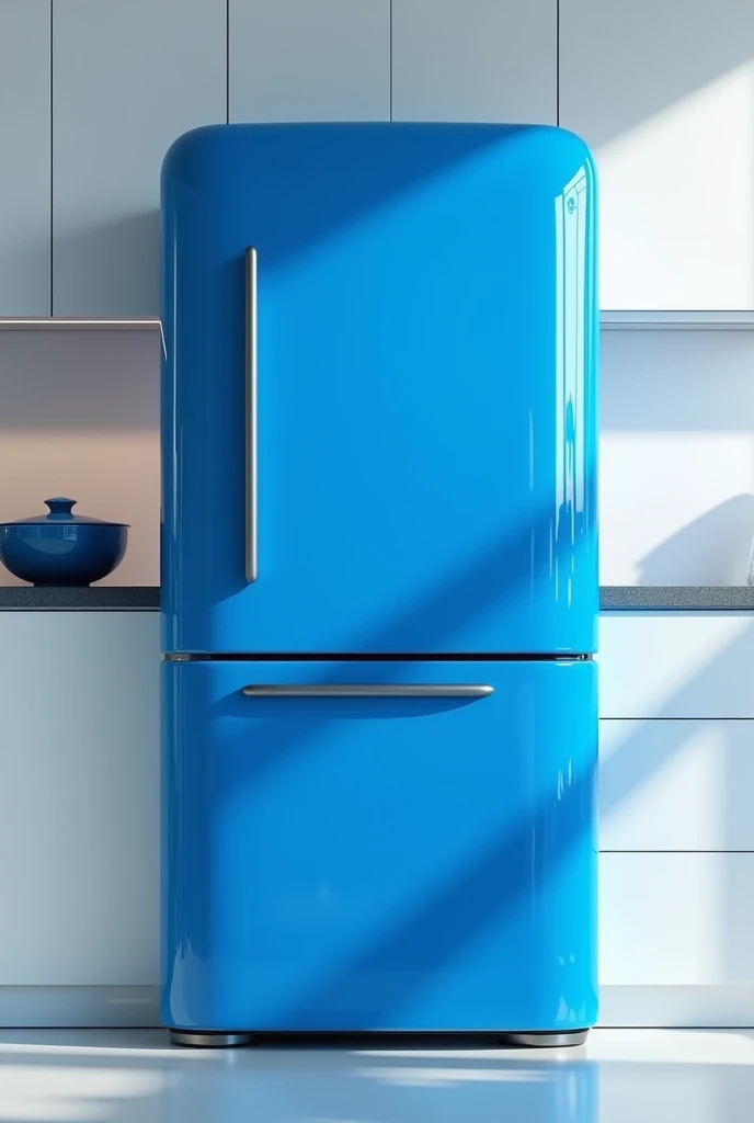 blue refrigerator
