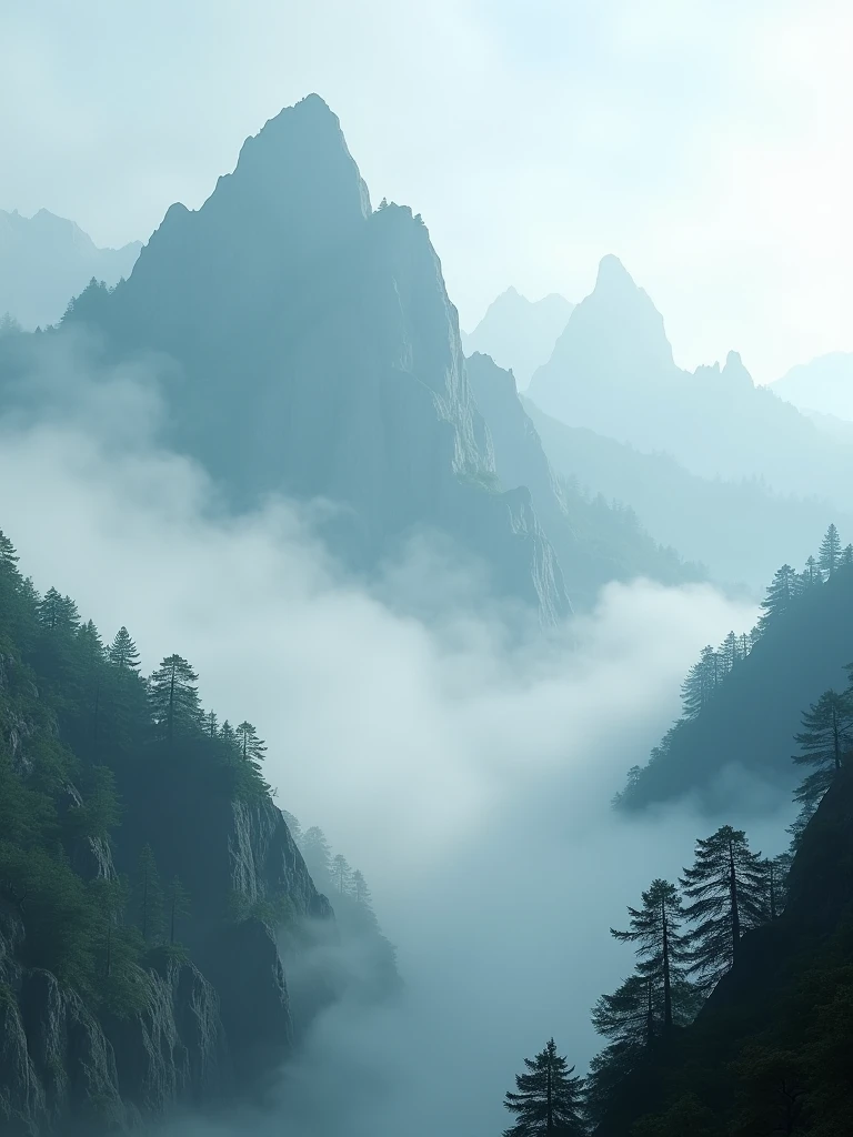 Experience the tranquility of a fog-covered mountain, rendered in stunning ultra HD quality, where every detail of the misty terrain comes to life