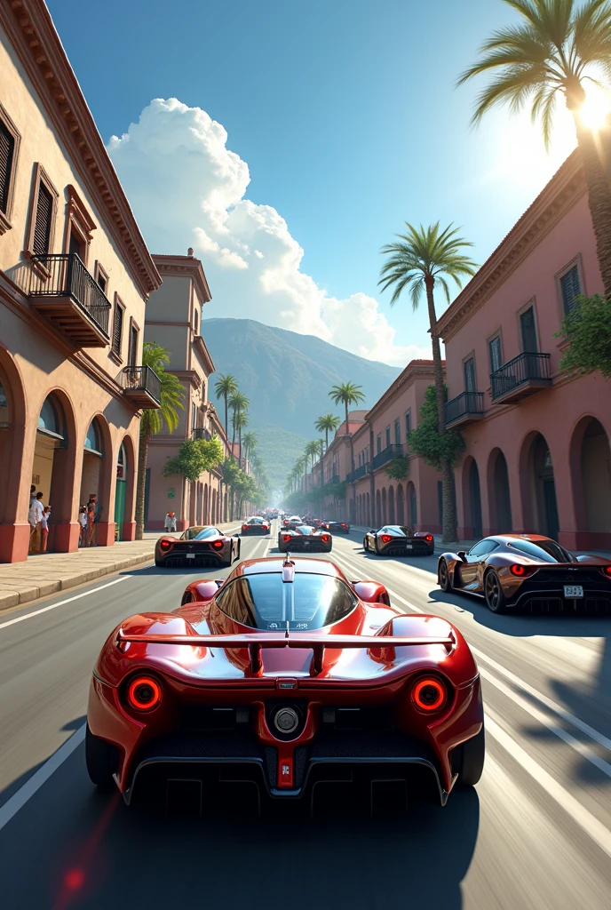 Racing cars next to the wealthy town of Potosí Bolivia with the name RUGIR DE MOTORES 