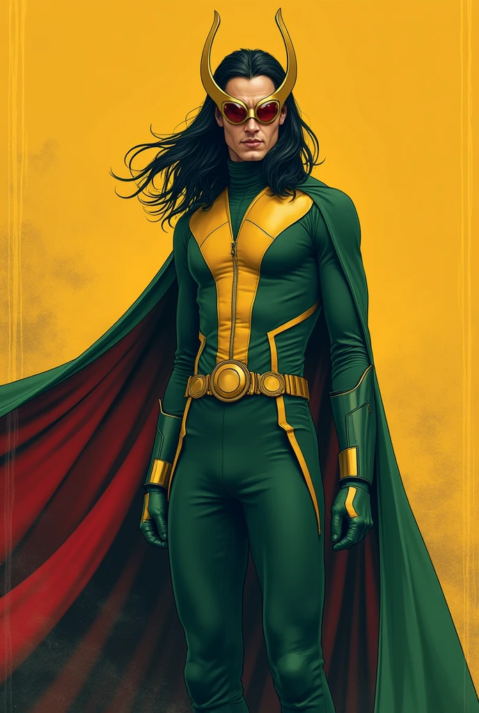 Cover of comic about "Loki" from marvel comics. minimalist
