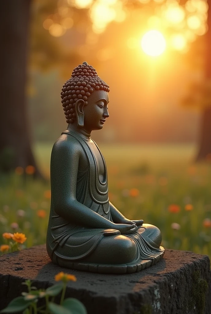 buddha looking nature calm serene light sun