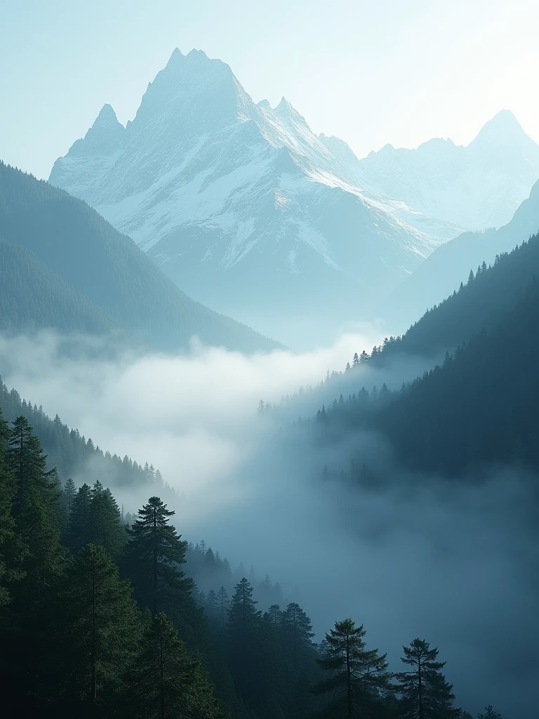 Discover the mystique of foggy mountain vistas in ultra HD, with crisp, lifelike textures and deep, atmospheric tones that draw you into nature's quiet embrace.