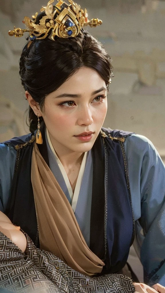 wuxia, Chinese clothes, hourglass figure, large breasts, big hips, masterpiece, best quality, ultra detailed, realistic