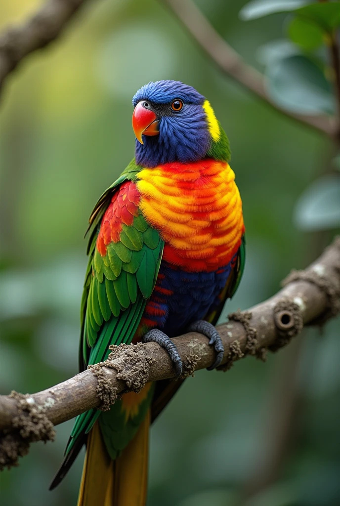 Not existing extremly beautiful birds on a tree in nature colorfull birds