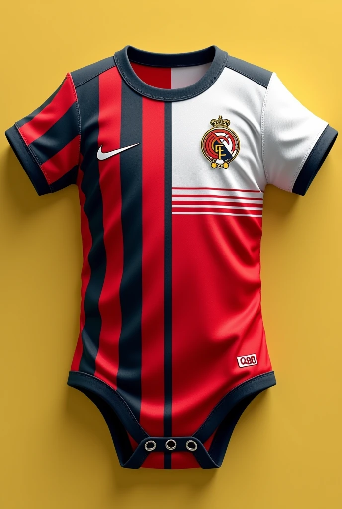 Create a baby onesie with half of the Flamengo team and the other half of the São Paulo team