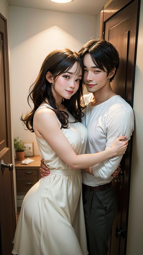 a man and woman hug in the doorway of their home stock photo images, lovely couple, romantic couple, in a bedroom, couple pose, man and woman in love, posing in a bedroom, very beautiful photo, couple on bed, beautiful photo, hugging, happy couple, attractive photo, intimate holding close, growth of a couple, dancing with each other, hugging each other