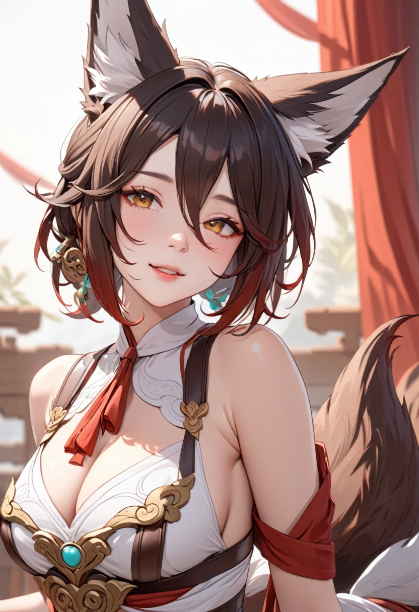 ultra detailed, hyper detailed, best quality, highres, 4K, 16 year old,Tingyun ,  fox ear