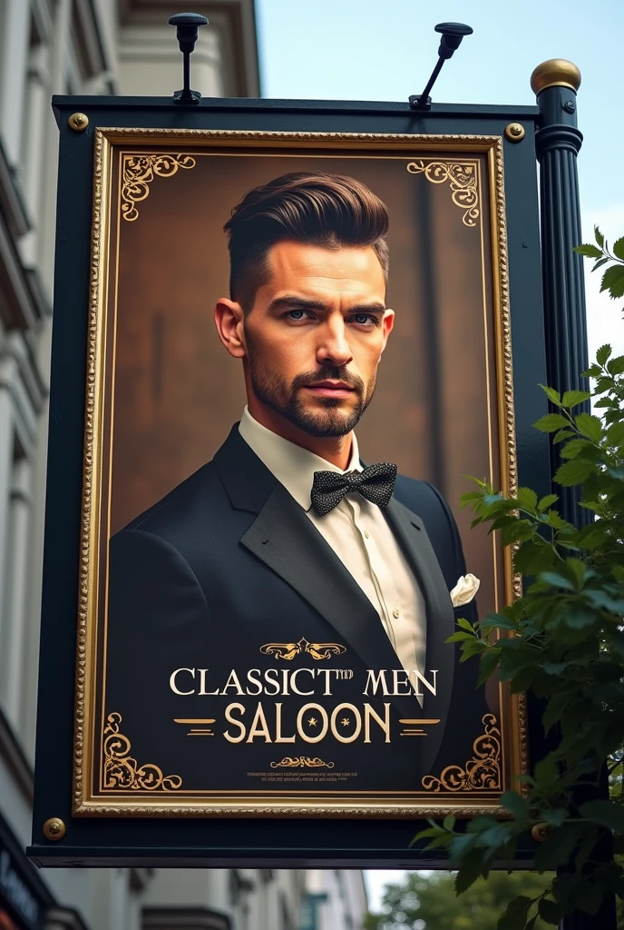 Create a billboard
for men saloon
Name is classic tuch men saloon