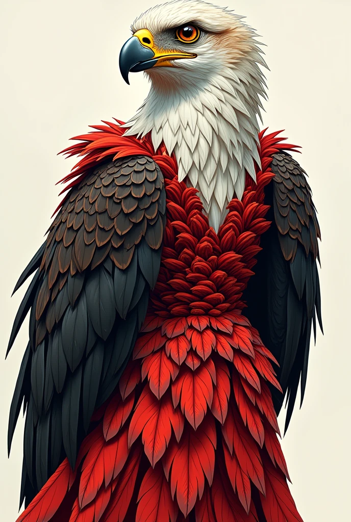 fashion illustration inspired by philippine eagle. make it high fashion and front