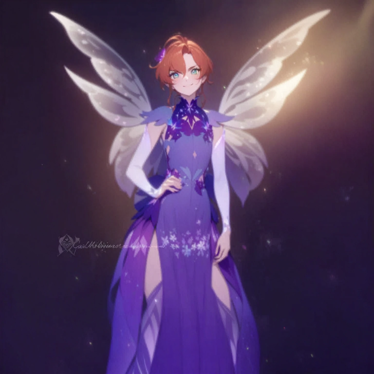 [Core Concept] An imaginative depiction of Felipe, a character from the Winx Club universe.

[Character Description] Felipe is a young, energetic fairy with vibrant, otherworldly features. He has delicate, iridescent wings that shimmer with a spectrum of colors, and his facial features are youthful and expressive, with large, captivating eyes and a mischievous smile.

[Environment/Background] Felipe is set against a fantastical landscape, with floating islands, cascading waterfalls, and lush, ethereal vegetation characteristic of the magical realm of Winx.

[Style and Atmosphere] The overall style is whimsical and dreamlike, with a sense of wonder and enchantment pervading the scene. The color palette is vibrant and saturated, evoking the enchanting, fantastical nature of the Winx universe.

[Composition] Felipe is positioned prominently in the center of the frame, his dynamic pose and expressive features drawing the viewer's attention. The surrounding environment is composed to complement and accentuate the character, creating a harmonious and visually captivating composition.

[Details and Embellishments] The scene is filled with intricate details, such as delicate floral motifs, shimmering particles of magic, and subtle patterns or textures that add depth and richness to the overall image.

[Technical Specifications] The image is rendered with a high level of detail and visual fidelity, utilizing advanced digital painting techniques to capture the nuanced, otherworldly qualities of the Winx universe.