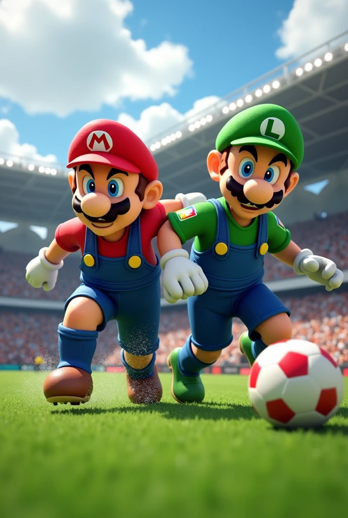 Mario bros with the international comiseta.