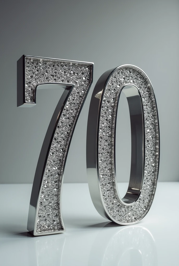 silver number 70 with diamonds inside front view