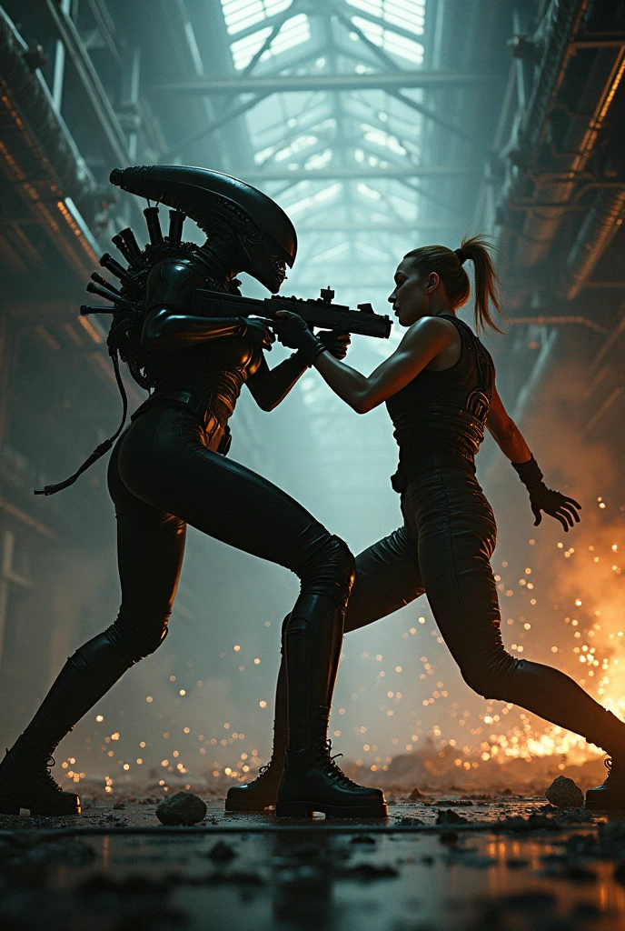 Tereza Claymore fighting Ellen Ripley from the alien franchise
