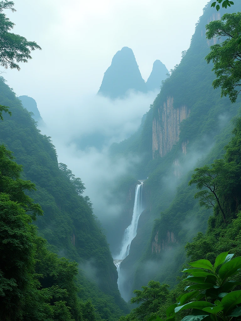 Experience the serene ambiance of a lush, foggy mountain landscape in the heart of the monsoon season, brought to life with breathtaking Ultra HD clarity.