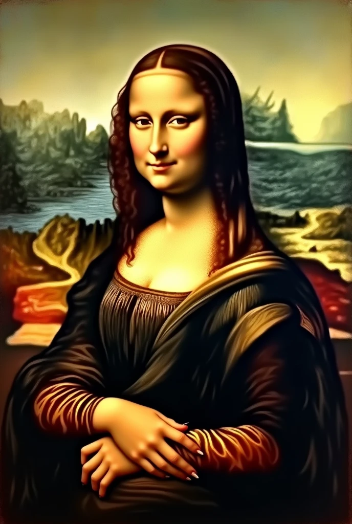 Mona Lisa as air element painting (masterpiece) (best quality)