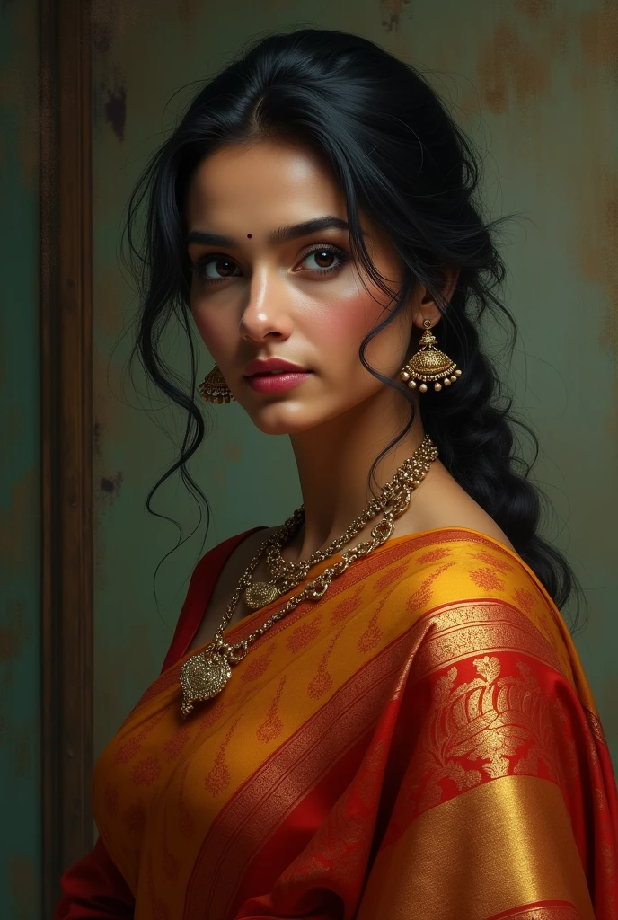 Indian women saree , keys in her blouse