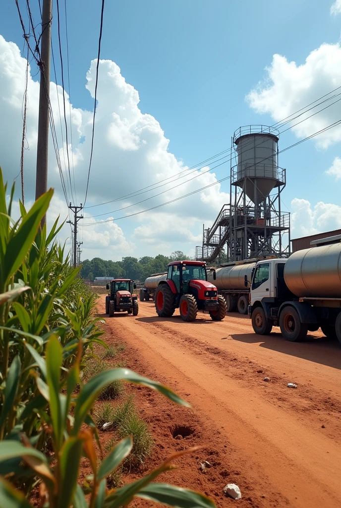 sugar cane mill industry, fuel tank, tractors, vehicles, Fuel station