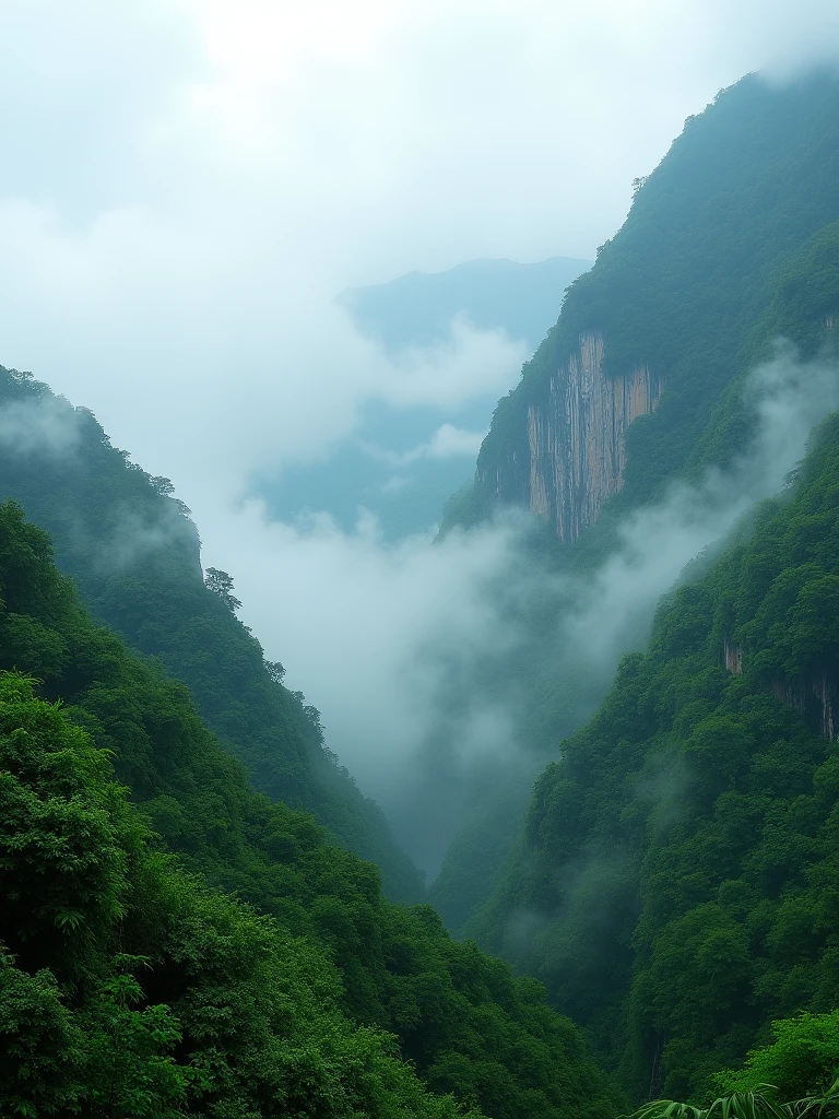 Immerse yourself in the vibrant greens of monsoon-soaked mountains, where fog weaves through the trees, all captured in extraordinary Ultra HD resolution.