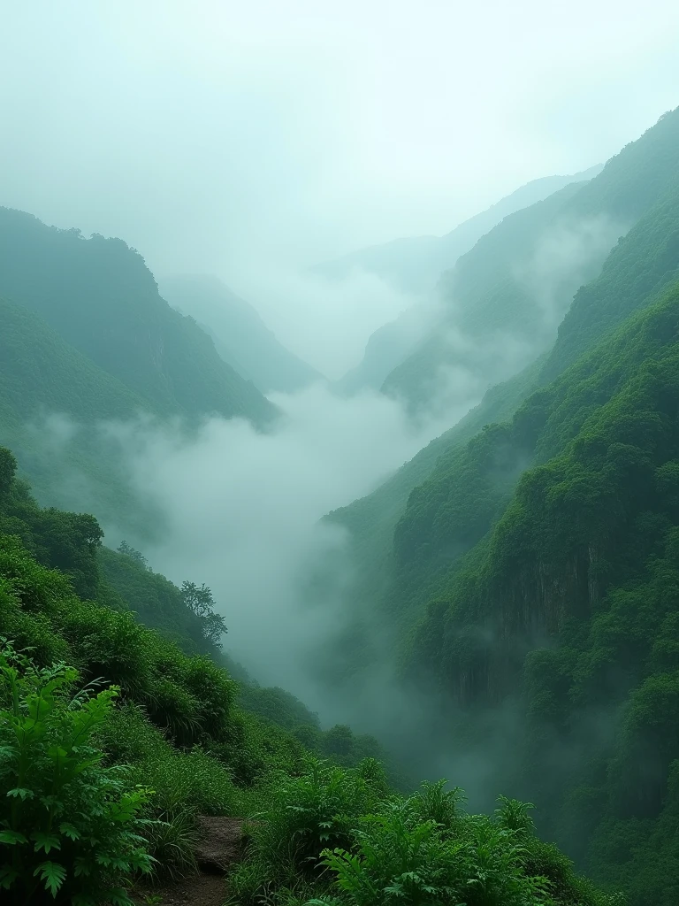 Discover the mystical allure of foggy monsoon mornings in the mountains, with every shade of green and misty detail perfectly defined in Ultra HD.