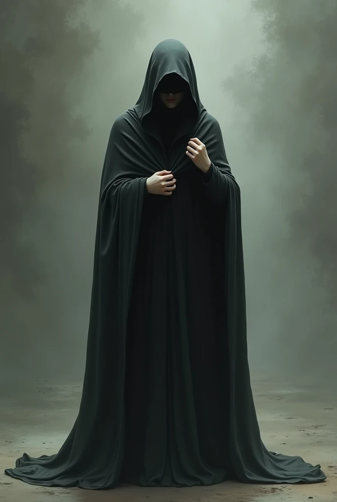 Person taking off a cloak