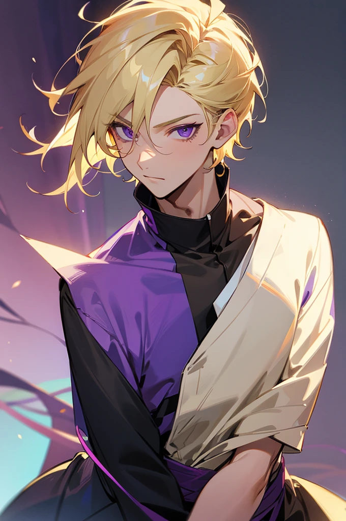 Male, adult, Blonde Hair, Purple eyes
