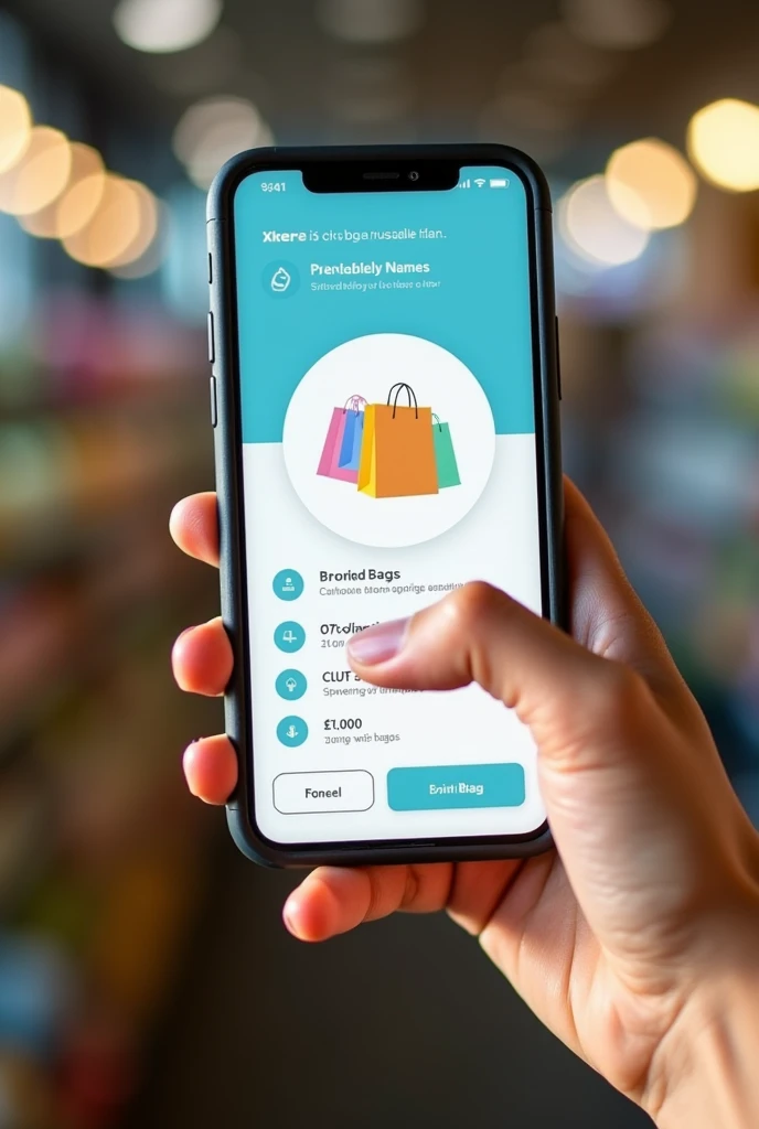 A mobile application that allows users to accumulate points every time they use reusable bags when shopping. person using it